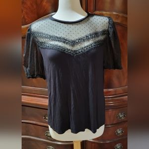 Shelli Segal Black Lace Top XL